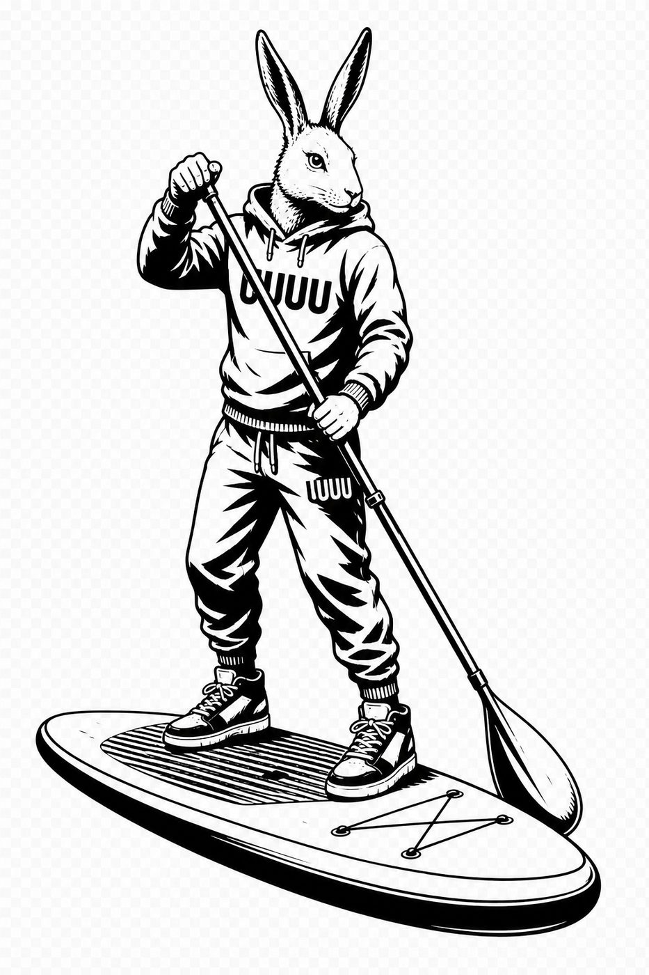 Dakhoas op een SUP-board