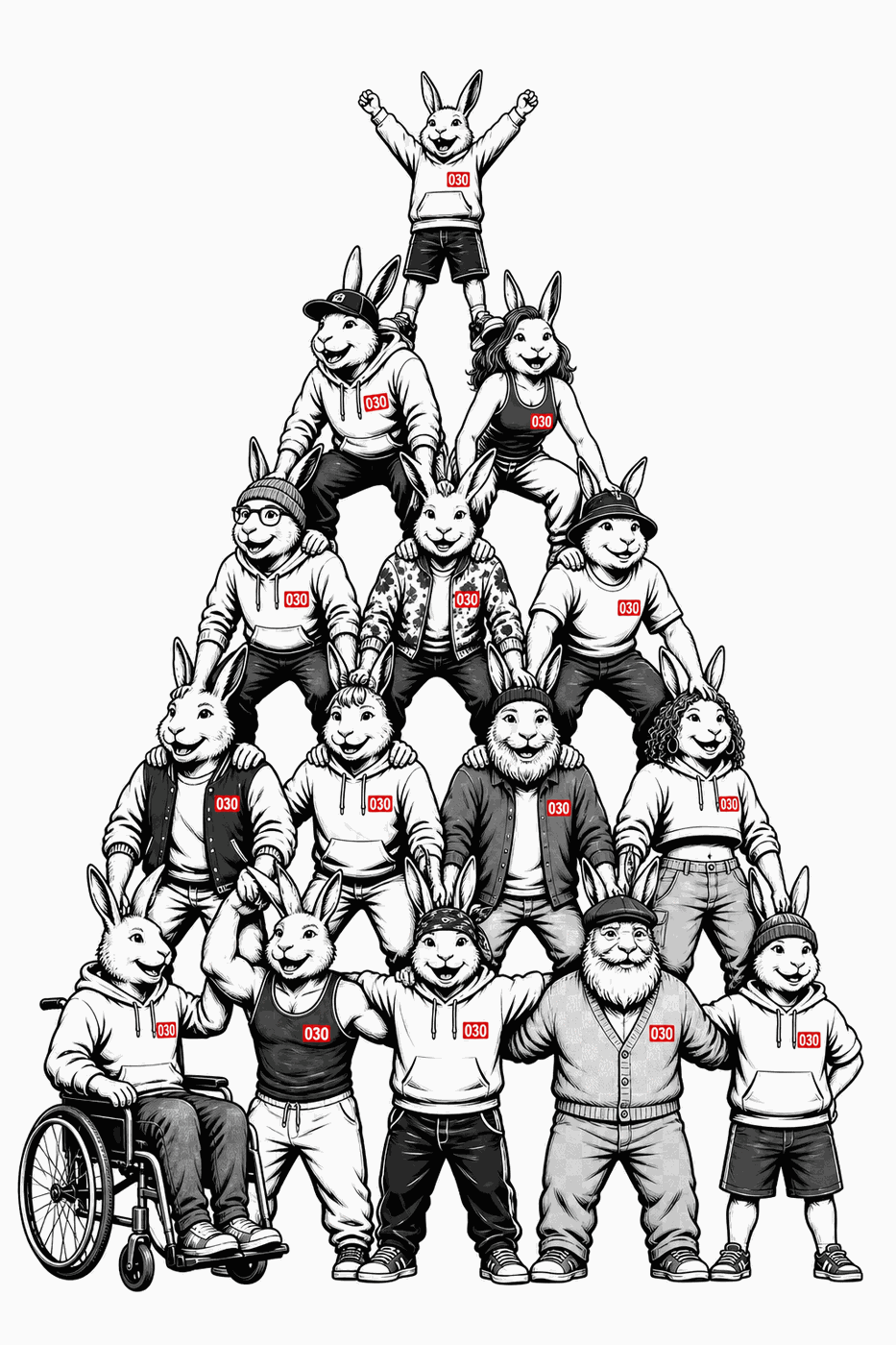 Dakhoazen vormen samen een piramide