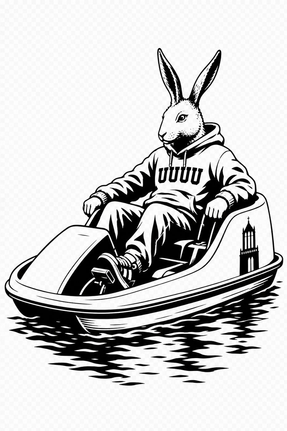 Dakhoas op een waterfiets bij de Dom